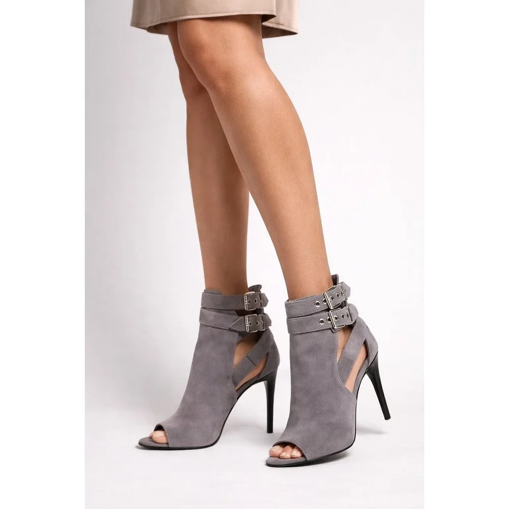 NEW Burberry Open Toe Strappy Gray Heeled Booties US 7.5 / EU 37.5 $995 - Picture 13 of 13
